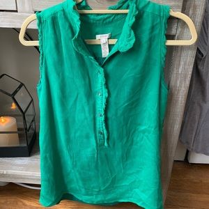 J. Crew Kelly green silk sleeveless blouse